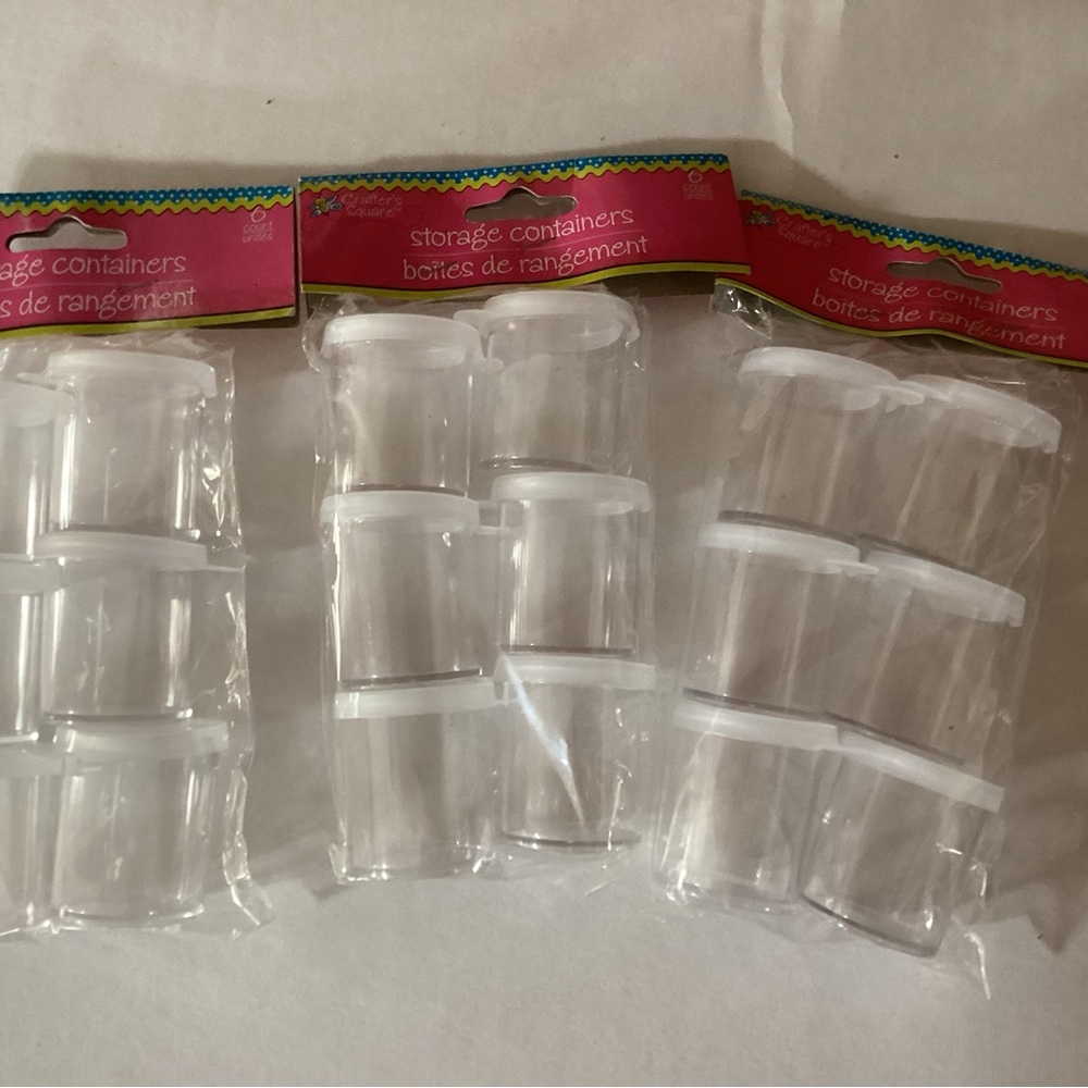 Lot of 3 Crafters Square pkgs of 6 mini lidded storage containers
